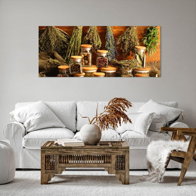 Wandbilder Dekoration Wohnzimmer Aromatisch duft flasche kräuter Panorama Bilder auf Leinwand 120x50