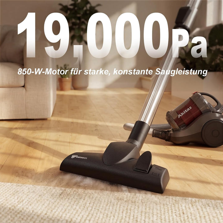 Akitas 800W Leistungsstarker beutelloser Zylinderstaubsauger Staubsauger mit deutschem Wessel Werk D