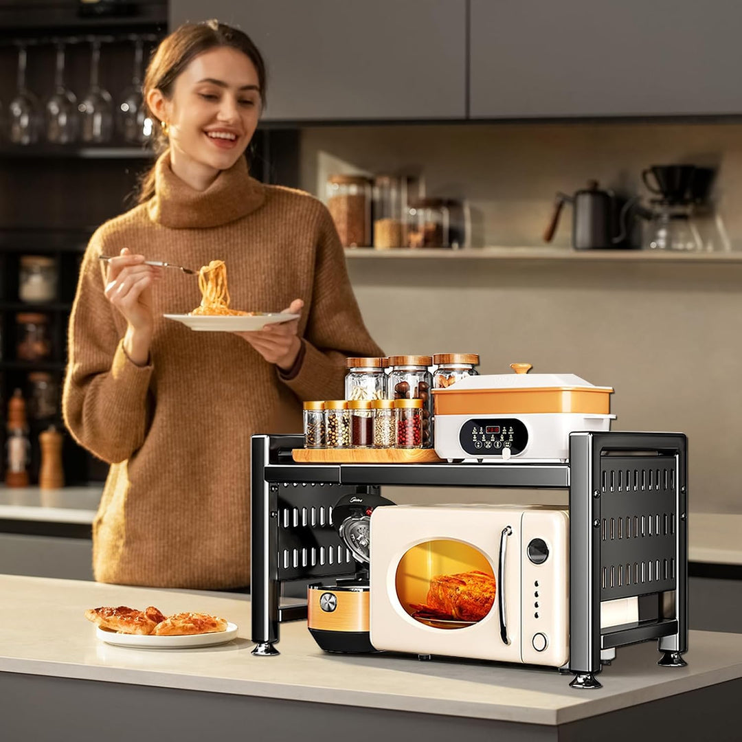 UCAMP Erweiterbares Mikrowellen Regal,Mikrowellenhalter Mikrowellenständer Organizer für Küchenarbei