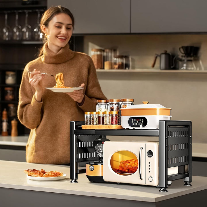 UCAMP Erweiterbares Mikrowellen Regal,Mikrowellenhalter Mikrowellenständer Organizer für Küchenarbei