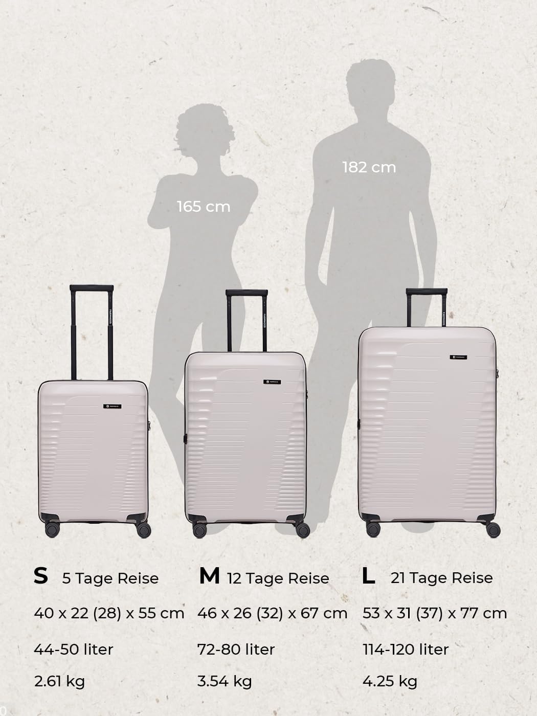 Eco Edition Mittelgrosser Hartschalen Koffer nachhaltig | Trolley 44 x 26 x 67 cm mit Dehnfalte von