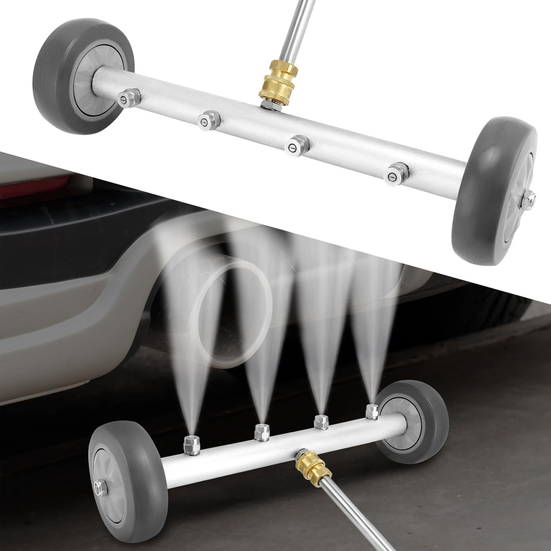 QWORK® Auto Hochdruck Unterbodenreiniger, Unterboden Auto hochdruckreiniger, Wasserbesen mit 2 Stück