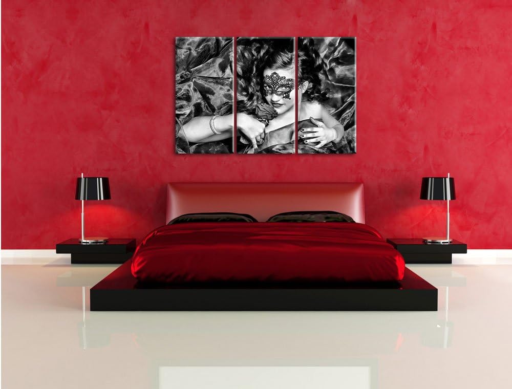 Pixxprint Sexy Frau Rose als Leinwandbild/Grösse: 3 Teilig (120x80) cm/Wandbild/Kunstdruck/fertig be