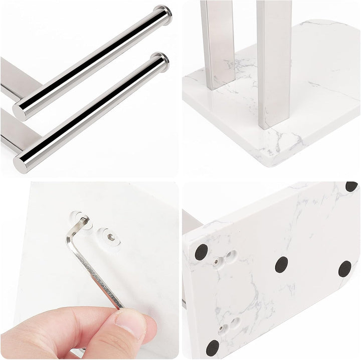 NearMoon Handtuchhalter mit ausbalancierter Marmor-Basis, freistehender L-förmiger Handtuchring aus