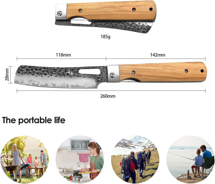 SENBON 440 Geschmiedeter Edelstahl Camping Chef Klinge Sharp japanisches stil Faltküche Messer Tragb