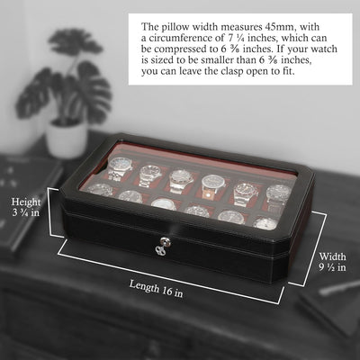 ROTHWELL 12 Slot Leder Uhrenbox - Luxus Uhrengehäuse Display Organizer, Herren Aufbewahrungsboxen Ha
