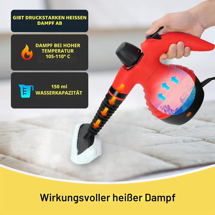 Comforday Hand Dampfreiniger Handgerät, Tragbare Mehrzweck-Dampfreiniger mit 12 Zubehörteilen zum En