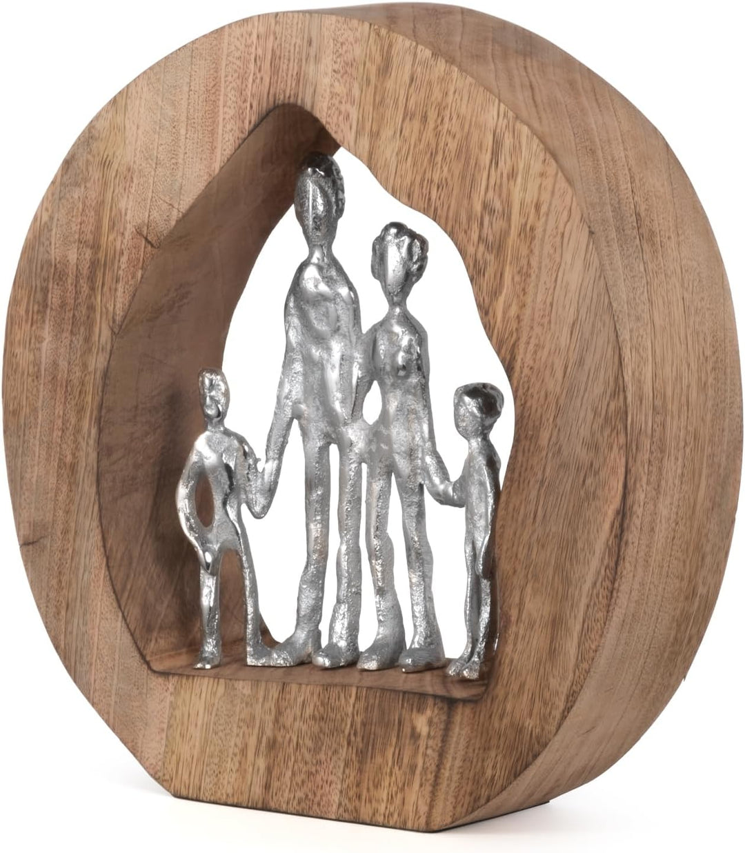 Moritz Skulptur Familie I Family I 29 x 7 x 28 cm schöne Dekofigur I Harmonie I Mango Holz Aluminium