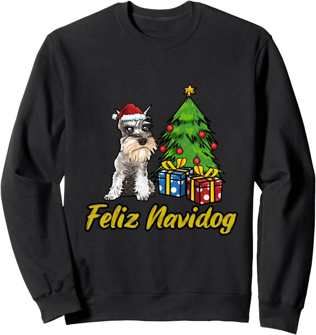 Feliz Navidog Schnauzer Geschenk Hunde Weihnachts Sweatshirt