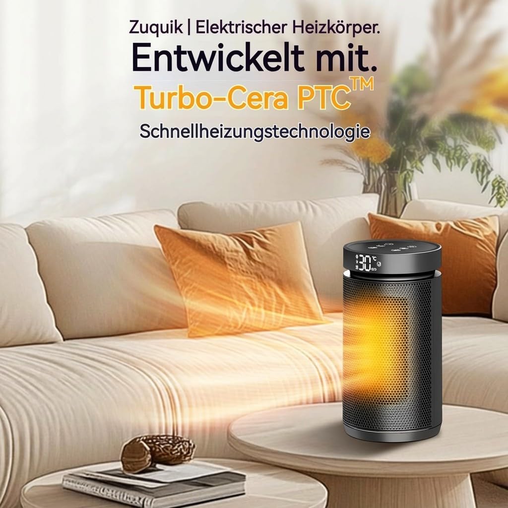 Heizlüfter 1500W, energieeffiziente Elektroheizung für zu Hause, kleiner tragbarer Elektroheizkörper