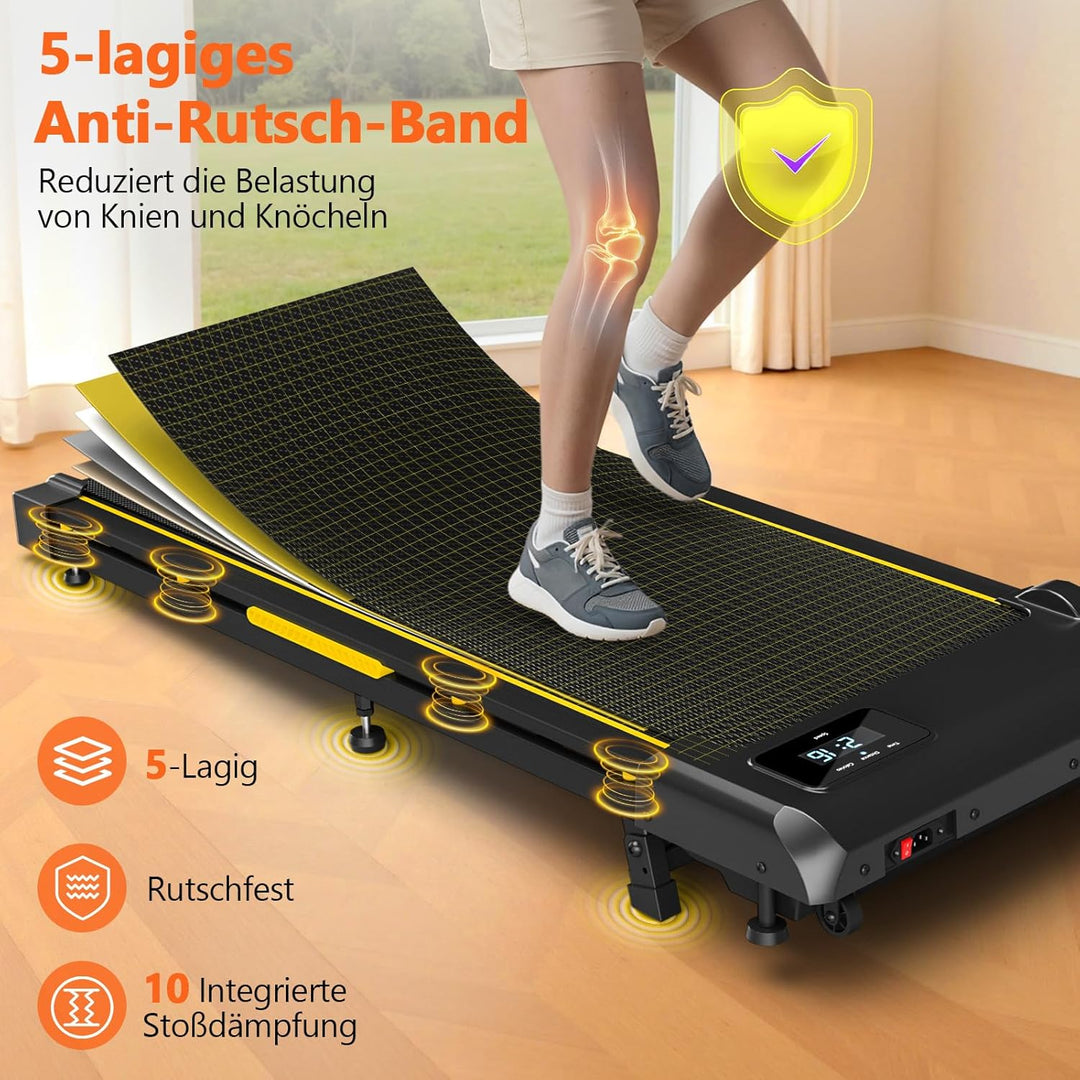 Walking Pad, 4 in 1 Laufband für Zuhause mit 9% Steigung, 1-10 km/h Walking Machine mit LED-Anzeige,