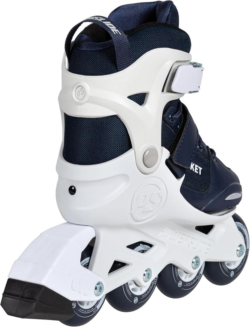 Powerslide Inline Skates Rocket Blue, grössenverstellbar, Weiss/Navy Blau für Kinder, ABEC 7 Pro Kug