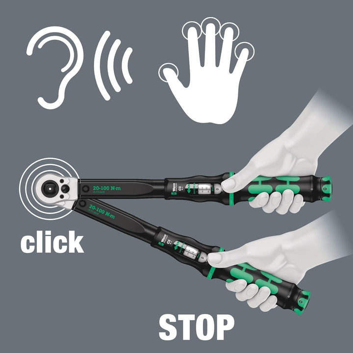 Wera 05075625001 Click-Torque C 2 Push R/L, einstellbarer Drehmomentschlüssel, 1/2", 20-100 Nm Singl