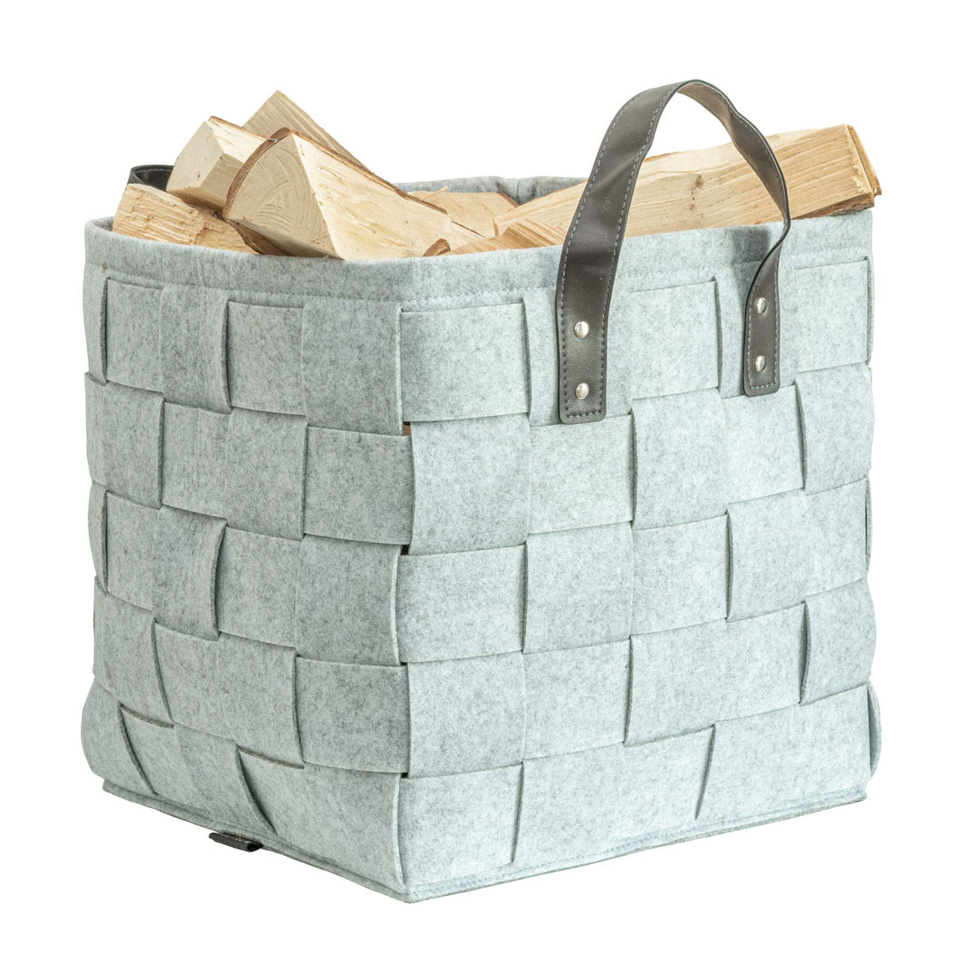 Rubberneck Filztasche mit Kunstleder Tragegriffen für Holz, Zeitungen, Kaminholz, 33 x 33 x 35 cm, H