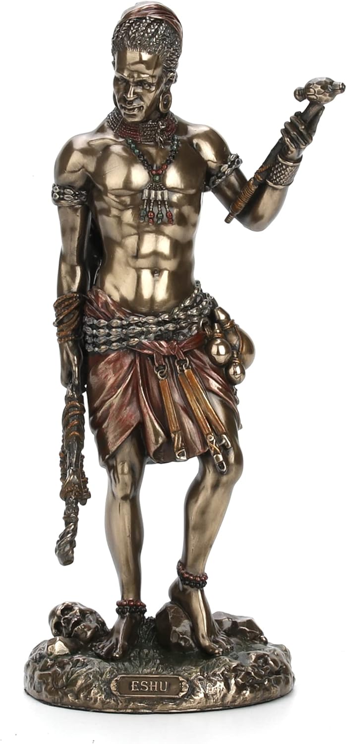 Veronese Design Eshu The Divine Trickster Gott of the Yoruba Kaltguss-Statue, Kunstharz, Antik-Bronz