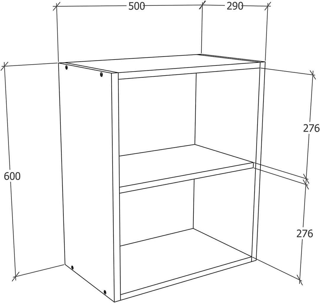 VCM Küchenschrank Breite 50 cm Holztür Hängeschrank Küche Küchenmöbel Esilo Weiss/Sonoma-Eiche Weiss