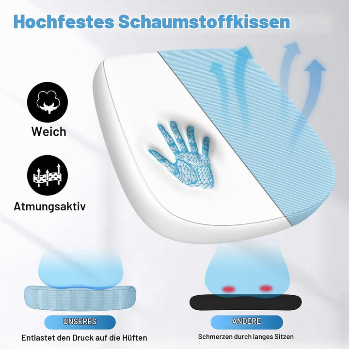 rattantree Bürostuhl, Ergonomischer Schreibtischstuhl mit Lendenwirbelstütze, Verstellbare Armlehnen