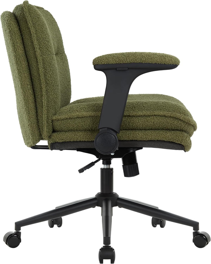 IWMH Bürostuhl mit Armlehne & Rollen, Breiter Schreibtischstuhl Schneidersitz Verstellbaren, Ergonom