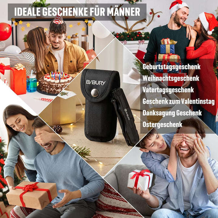 Geschenke für männer, BIBURY 5 in 1 Multifunktionsmesser, Weihnachtsgeschenke Faltbares Multitool Ta
