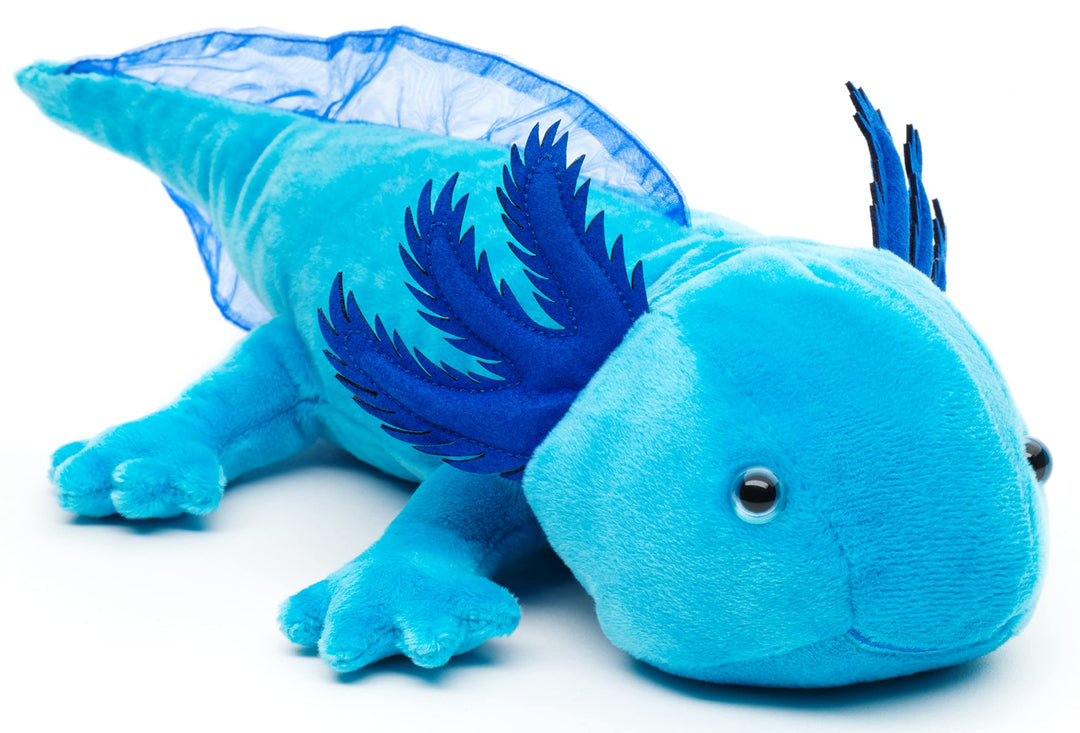Uni-Toys Original Axolotl (blau) - 32 cm (Länge) - Plüsch-Wassertier - Plüschtier, Kuscheltier, Blau