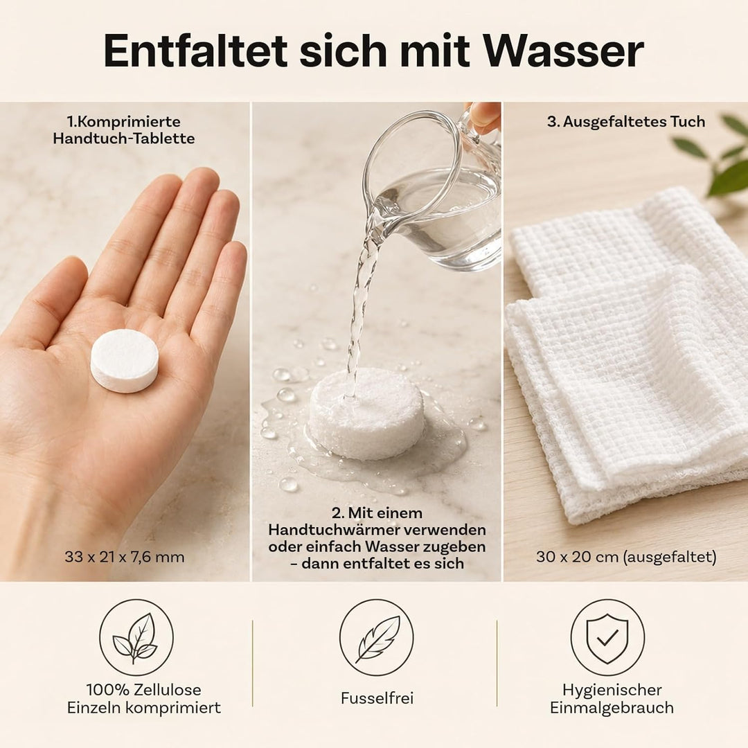 MMOBIEL Komprimierte Einwegtücher für Gesichtspflege 400 Stück 33×21×7,6 mm Zellulose-Gesichtstücher