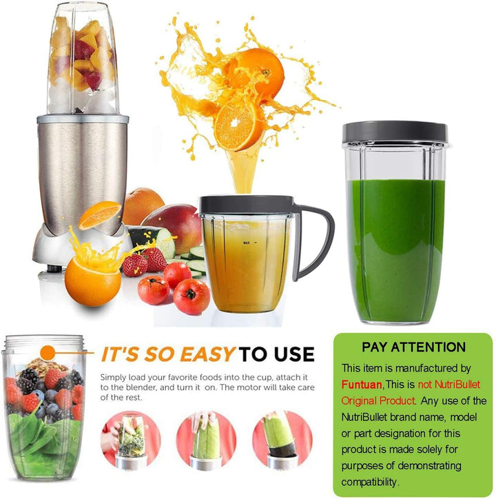 Ersatzteile für NutriBullet, 2 Tassen, Abziehklinge, 2 wiederverschliessbare Deckel, 2 Dichtungen, 2