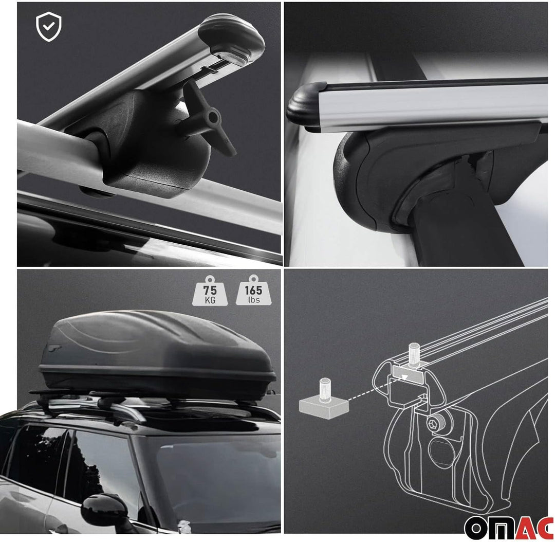 OMAC Universal Dachträger 85x105 cm Aluminium mit T-nut Gepäckträger Eloxiertem 2 TLG