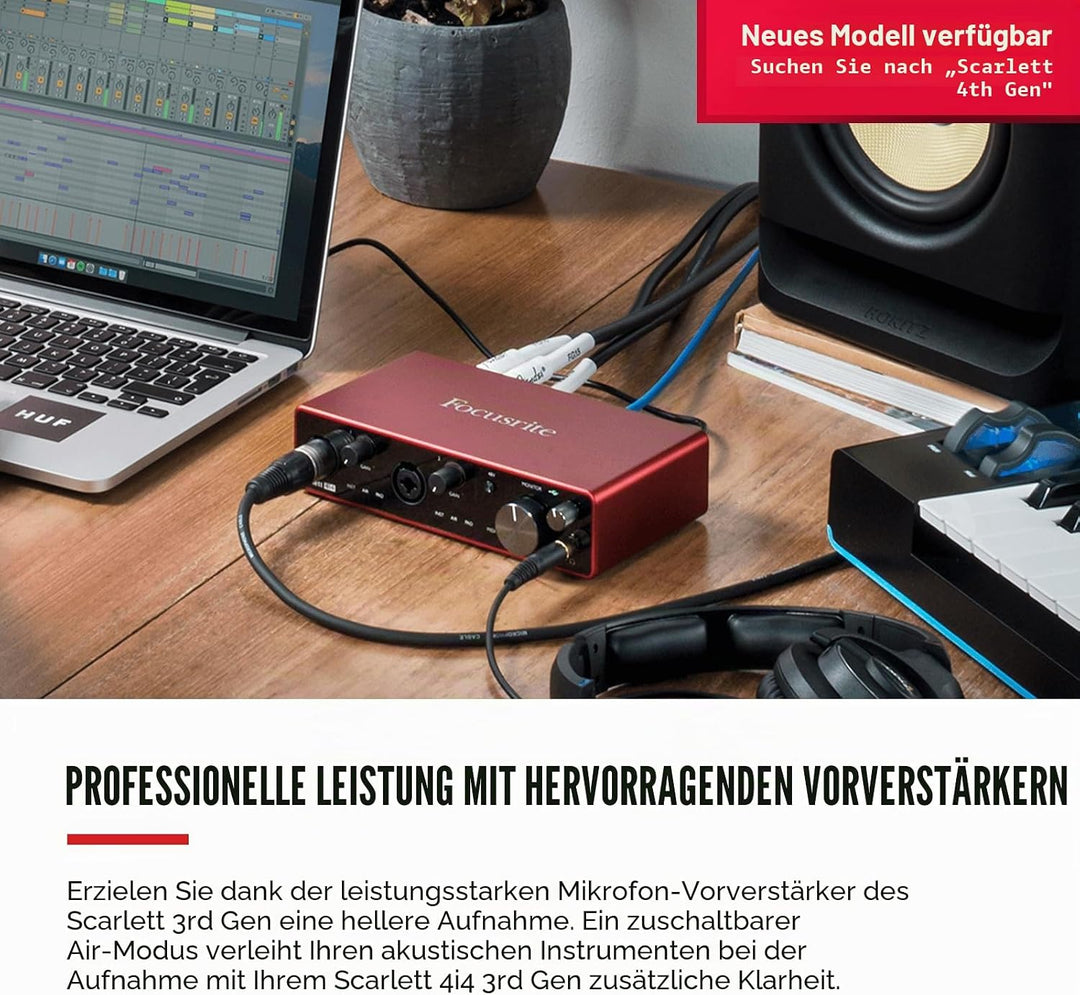 Focusrite Scarlett 4i4 3. Gen USB-Audio-Interface für Aufnahmen, Kompositionen und Streaming — High-