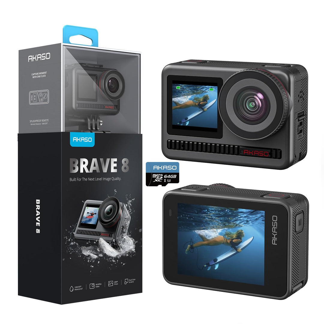 AKASO Action Cam 4K60FPS 48MP WiFi Unterwasserkamera mit SuperSmooth Stabilisierung, Touchscreen, 15