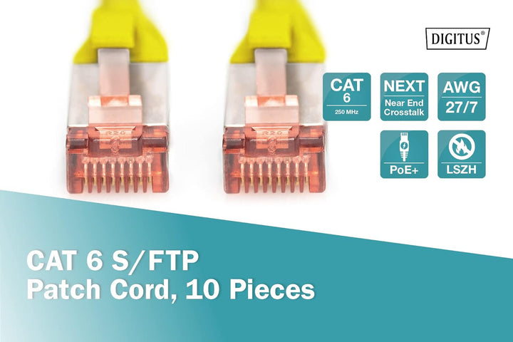 DIGITUS LAN Kabel Cat 6 - 5m - 10 Stück - RJ45 Netzwerkkabel - S/FTP Geschirmt - Kompatibel zu Cat 6