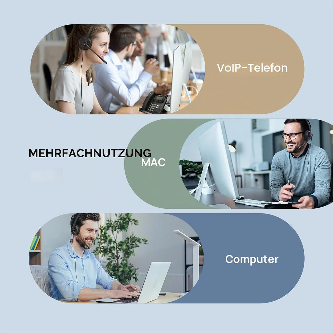 Yealink UH34 USB Wired Headset mit Mikrofon - Stereo-Kopfhörer mit Geräuschunterdrückung, profession