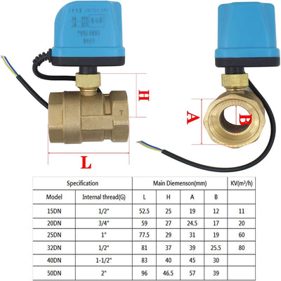 DC12v ~ 24v - 2 wege motorkugelhahn stromlos geöffnet offen zwei wege kugelhahn elektrisch 1 Stück -