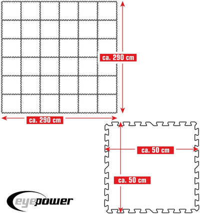 EYEPOWER 8,4m² Poolunterlage aus 36 grossen Matten - 50 x 50 x 1cm Dicke Poolmatte - Pool Unterlage