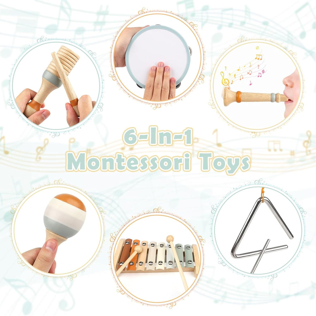 Musikinstrumente für Kinder Kinderspielzeug ab 3 Jahre holzspielzeug Trommel Xylophone für Kinder Ba