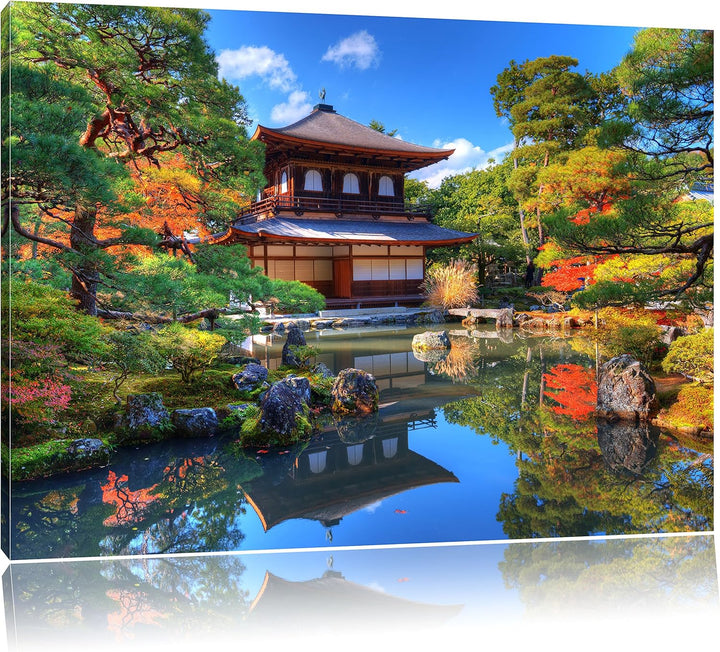 Pixxprint Ginkaku-ji-Tempel in Kyoto als Leinwandbild/Grösse: 100x70 cm/Wandbild/Kunstdruck/fertig b