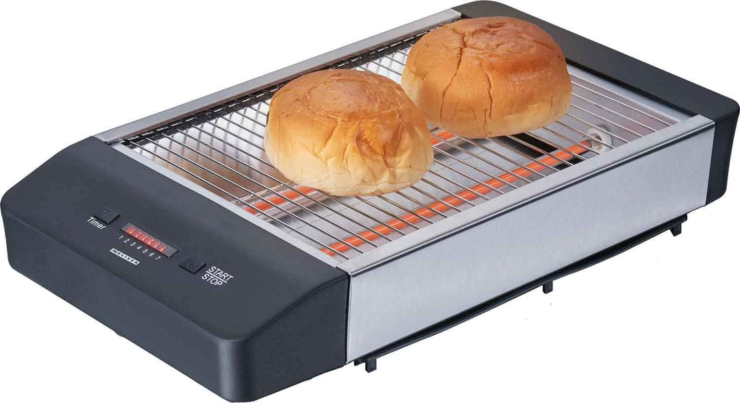 Melissa 16140136 Flachtoaster,Flach-Toaster, Tischröster,Tisch Röster, Edelstahl Design,Brötchen,Baq