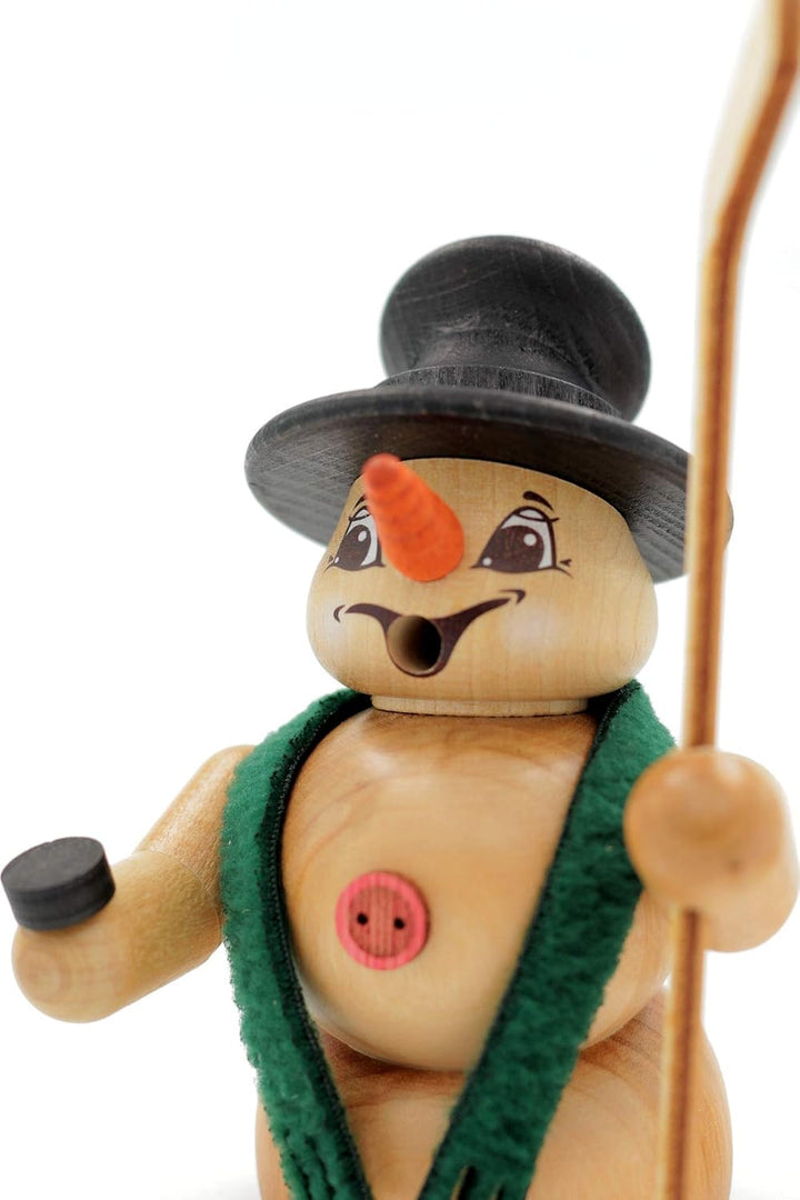 Kuhnert - Erzgebirgische Holzkunst Räuchermann Räucherfigur Schneemann 13cm - Eishockeyspieler, Eish