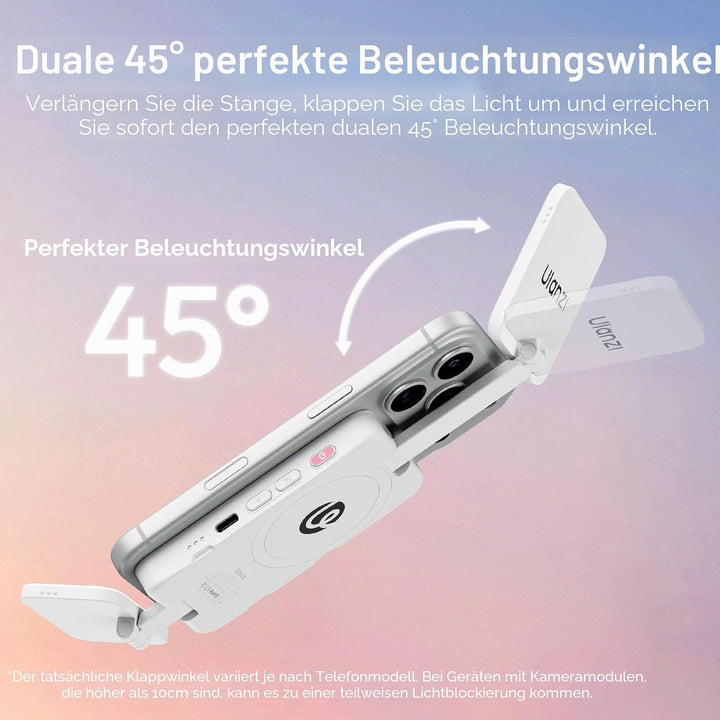 ULANZI GL01 [2026 Aktualisierte] Magnetische Selfie Licht für iPhone, Magnet LED Handy licht mit Zwe