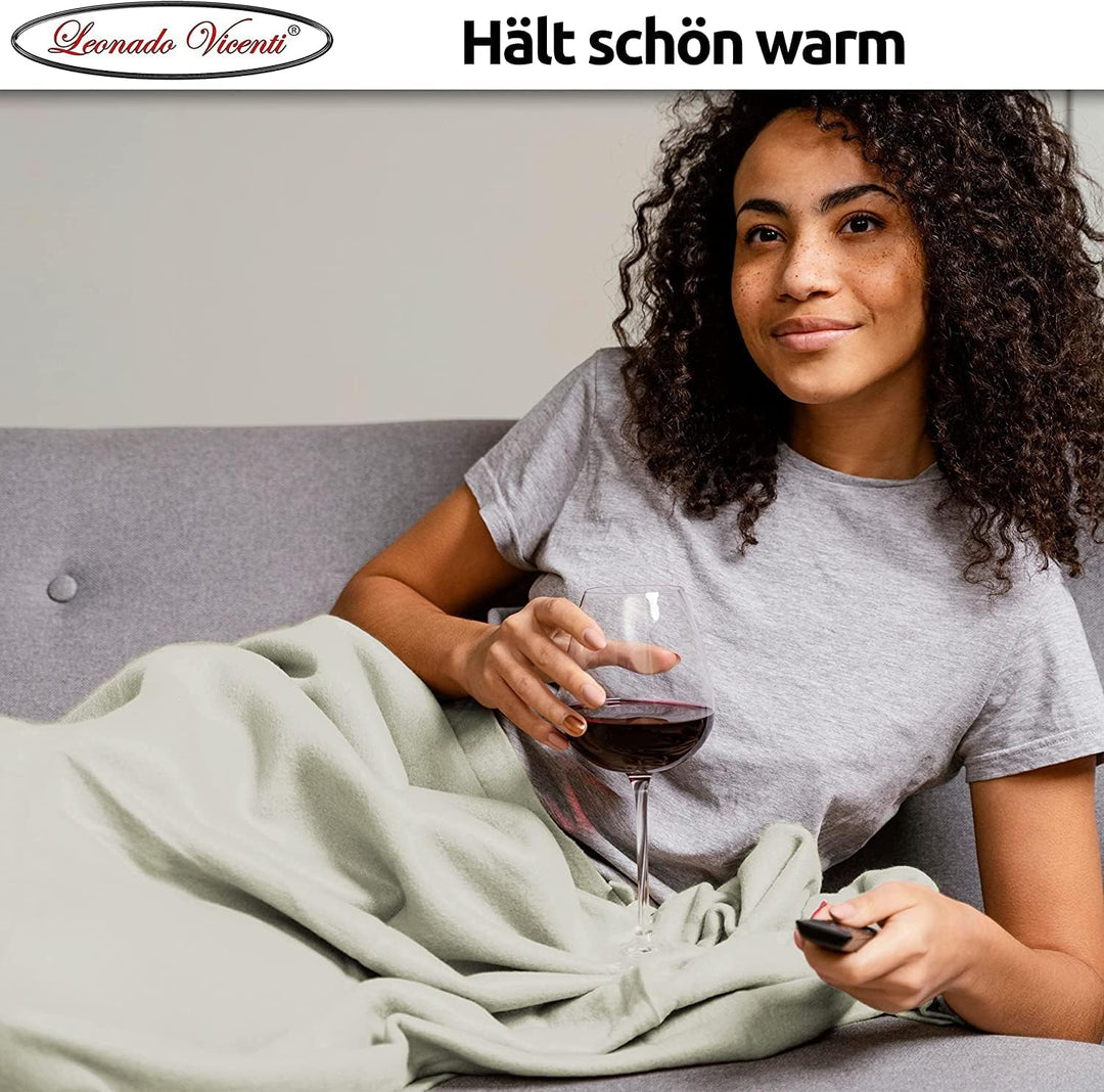 Leonado Vicenti 2er Set Flauschige Kuscheldecke 150x200 cm Fleecedecke Wohnzimmerdecke Sofadecke Tag