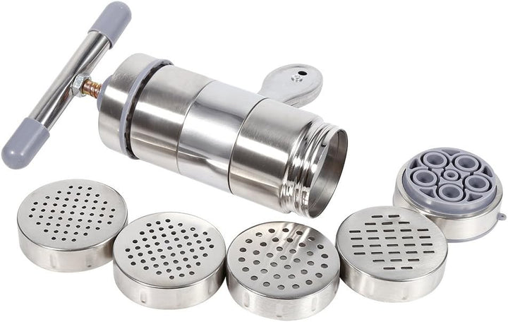 1Pc Pasta Maker Edelstahl Noddle Juicer Druckmaschine Machbar Handbetätigt Mit 5 Formköpfen