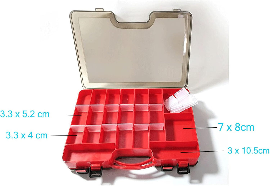 Doppelseitige Angelbox, Kunststoff Angelzubehör Köderbox, Aufbewahrungsbox für Angelzubehör mit Fäch