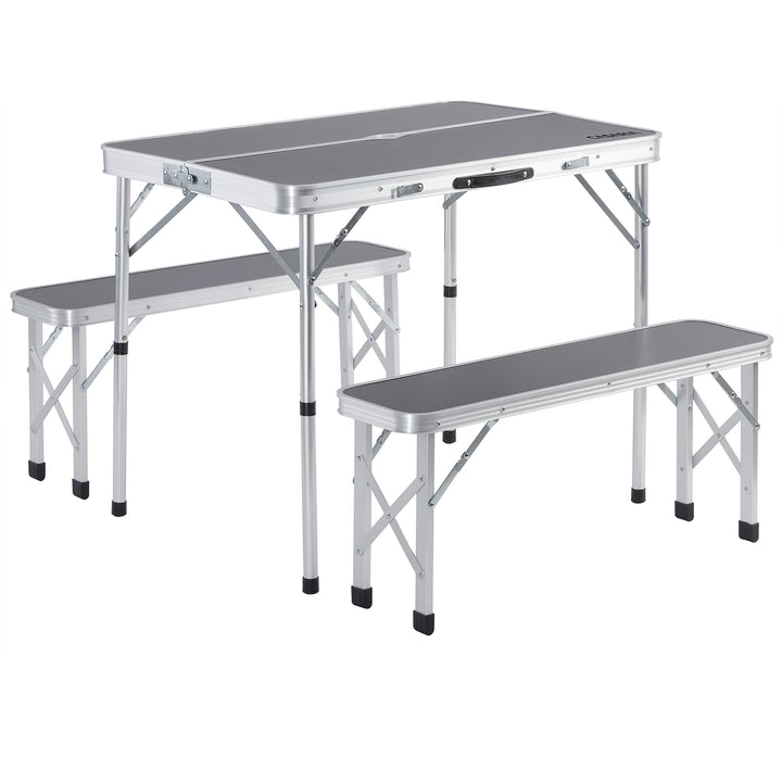 CASARIA® Klapptisch Wetterfest Höhenverstellbar Campingtisch mit Bänken Gartentisch Falttisch 120x60