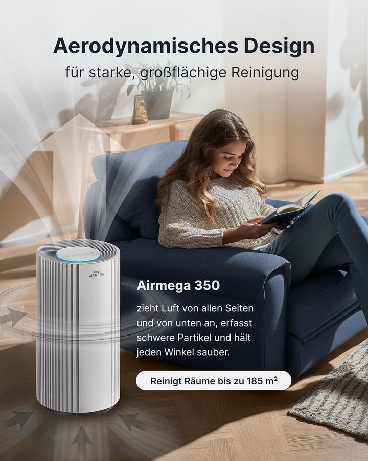 COWAY Luftreiniger für grosse Räume, CADR 713m³/h, reinigt 148m² in 30Min., HEPA Filter gegen Rauch,