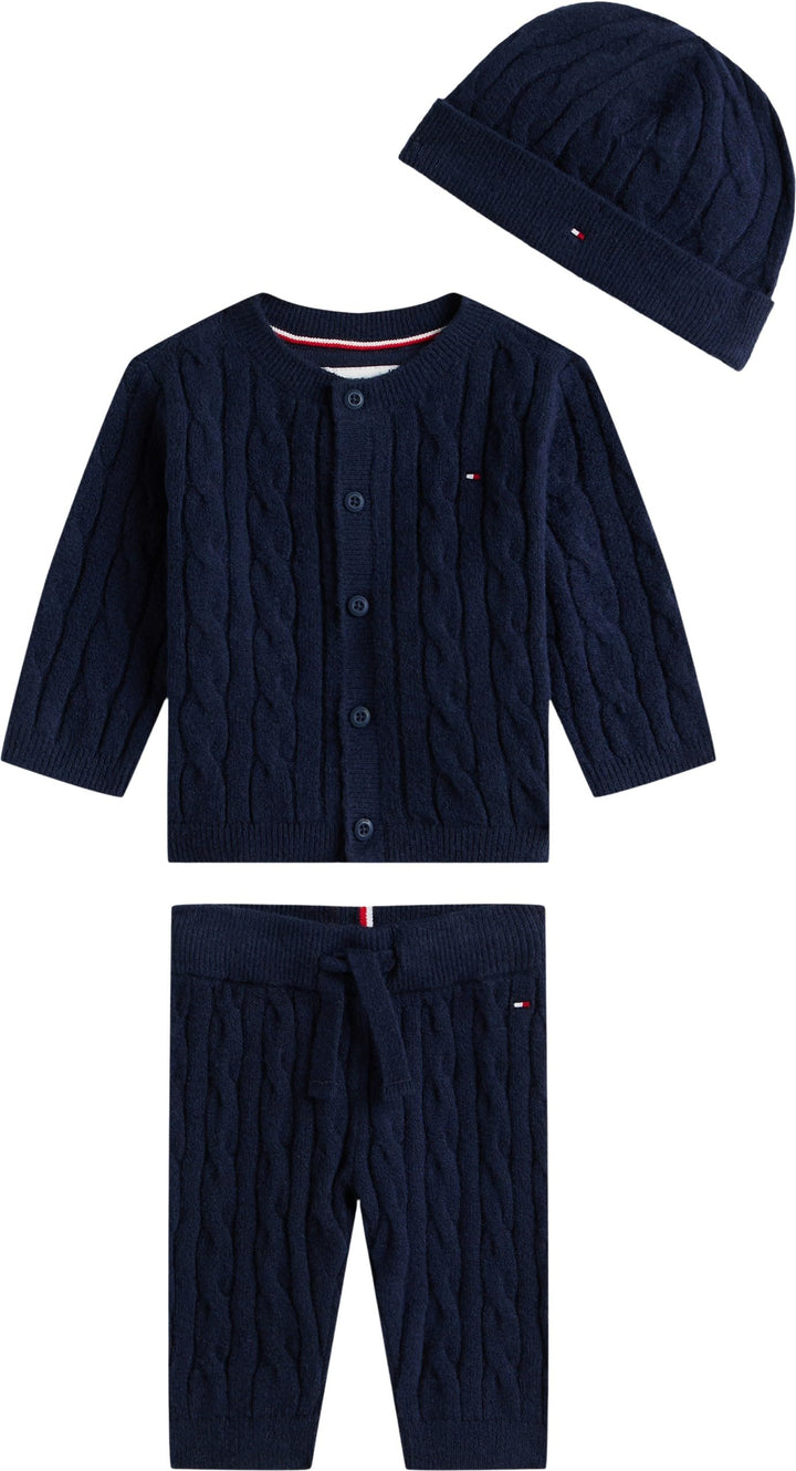Tommy Hilfiger Unisex Baby Cable Set Pant + Top W/Beanie Kn0kn02160 Other Apparel Sets (3er Pack) 18
