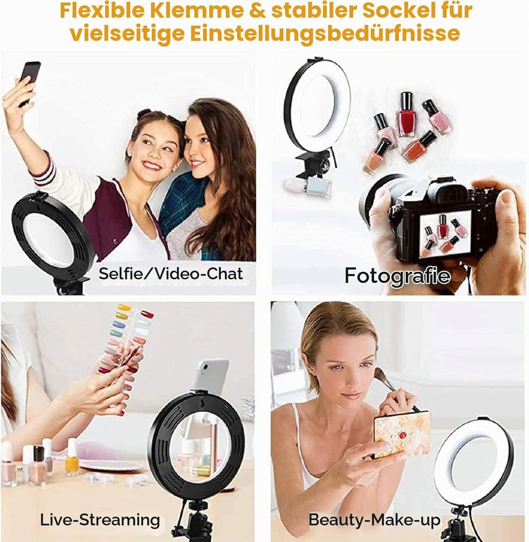 Videokonferenz-Beleuchtungsset, Ringlicht-Clip auf Laptop-Monitor, 6“ dimmbares LED-Kreislicht, Self