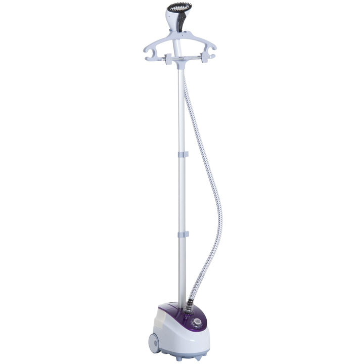 HOMCOM Vertikaler Dampfbügeleisen Kleiderglätter 1,8 L 1800 W Dampfstoss 30g/min Teleskopstange weis