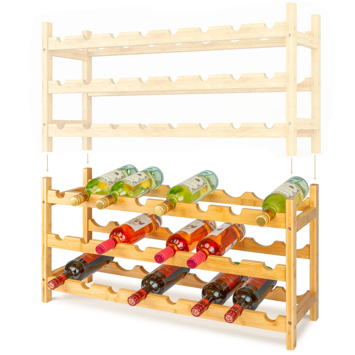 VINOMENTO® Weinregal | stapelbares Flaschenregal aus massivem Holz [für 24, 48 oder 72 Flaschen] | W