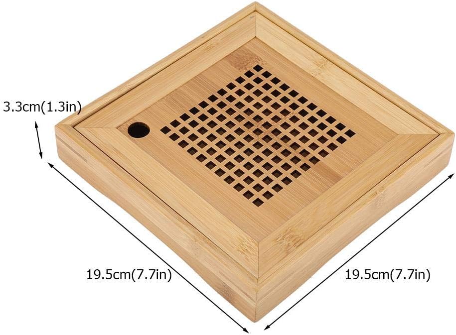 TOPINCN Bambusentwässerung Art Tee Tabellen Serviertablett Japanische/Chinesische Art Mini Square Ko