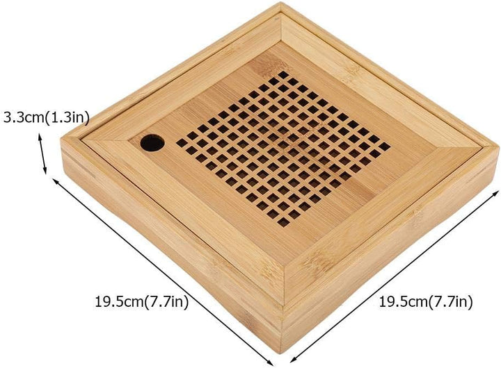 TOPINCN Bambusentwässerung Art Tee Tabellen Serviertablett Japanische/Chinesische Art Mini Square Ko