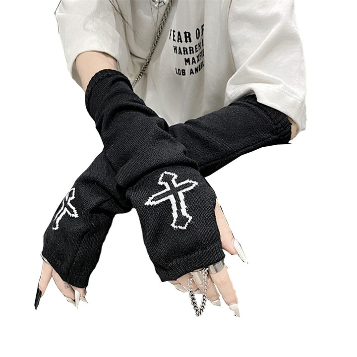 Skateboard Frog Frauen Handschuhe Goth Arm Ärmel Cool Black Moon Cross Printed Hip Hop Armstulpen Cr